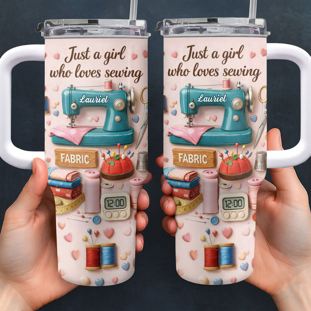 Just A Girl Who Loves Sewing Machine And Fabric