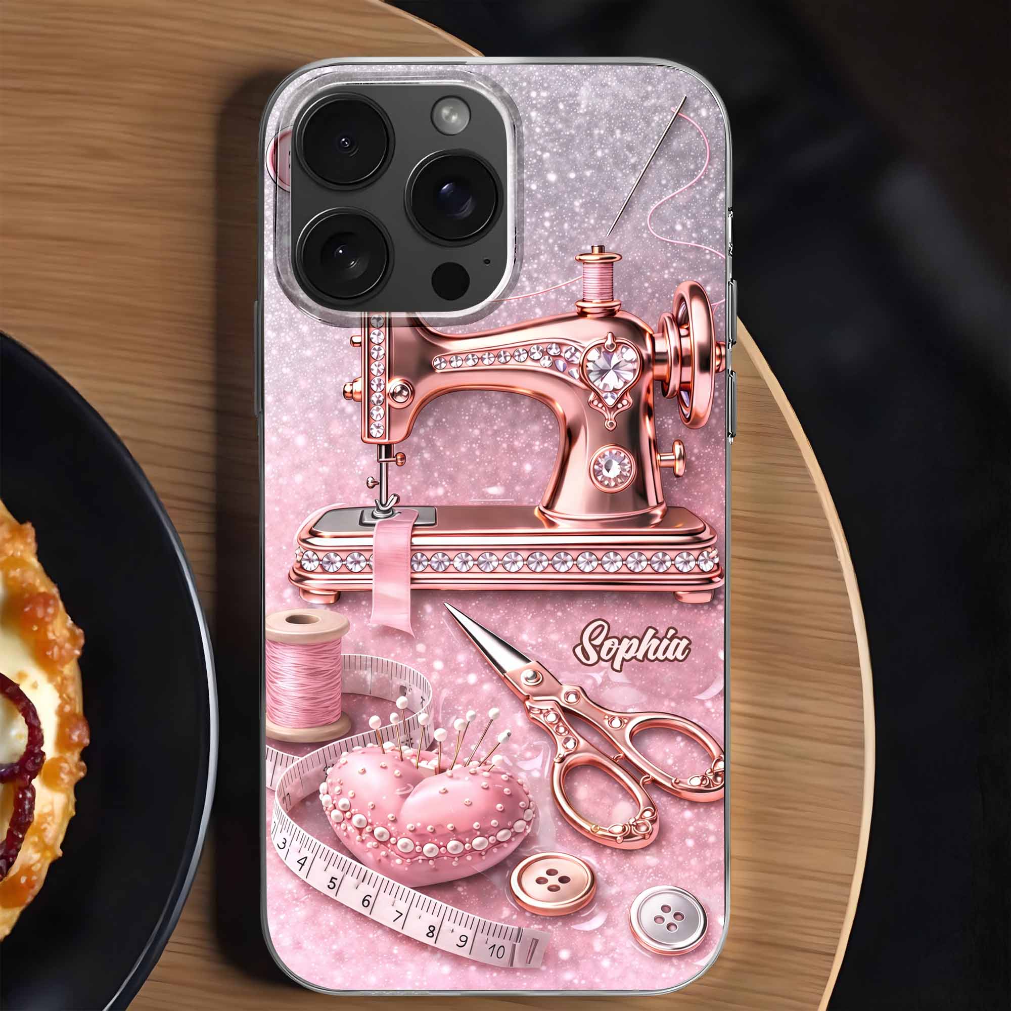 Artistic Sewing-Themed Phone Case Design