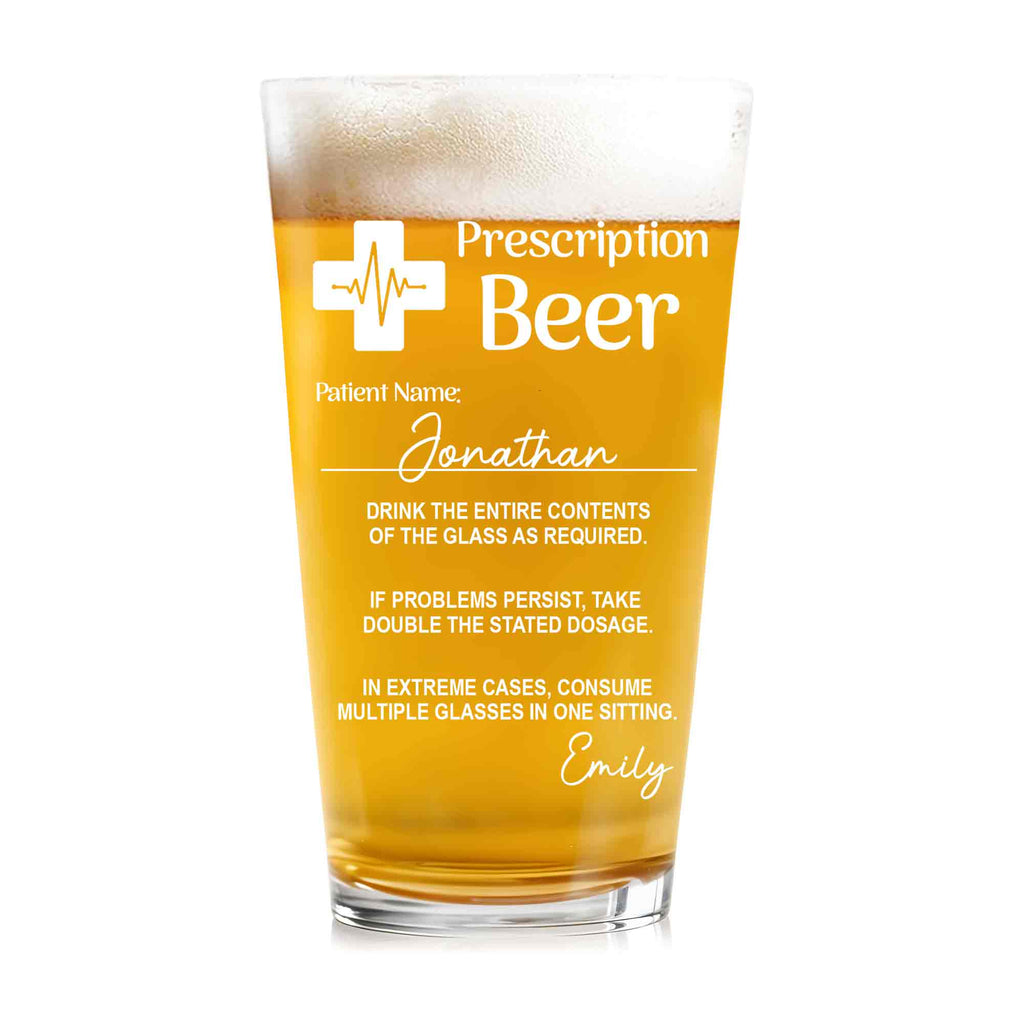 Prescription Beer Heartbeat Medical Cross Personalized Drinkware