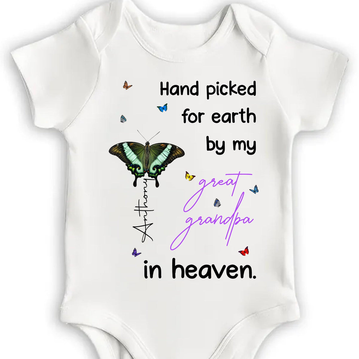 Hand Picked For Earth By My Great Grandpa In Heaven, Butterfly and Stars