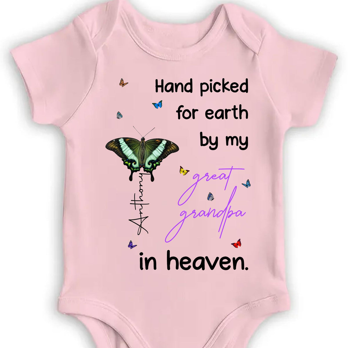 Hand Picked For Earth By My Great Grandpa In Heaven, Butterfly and Stars