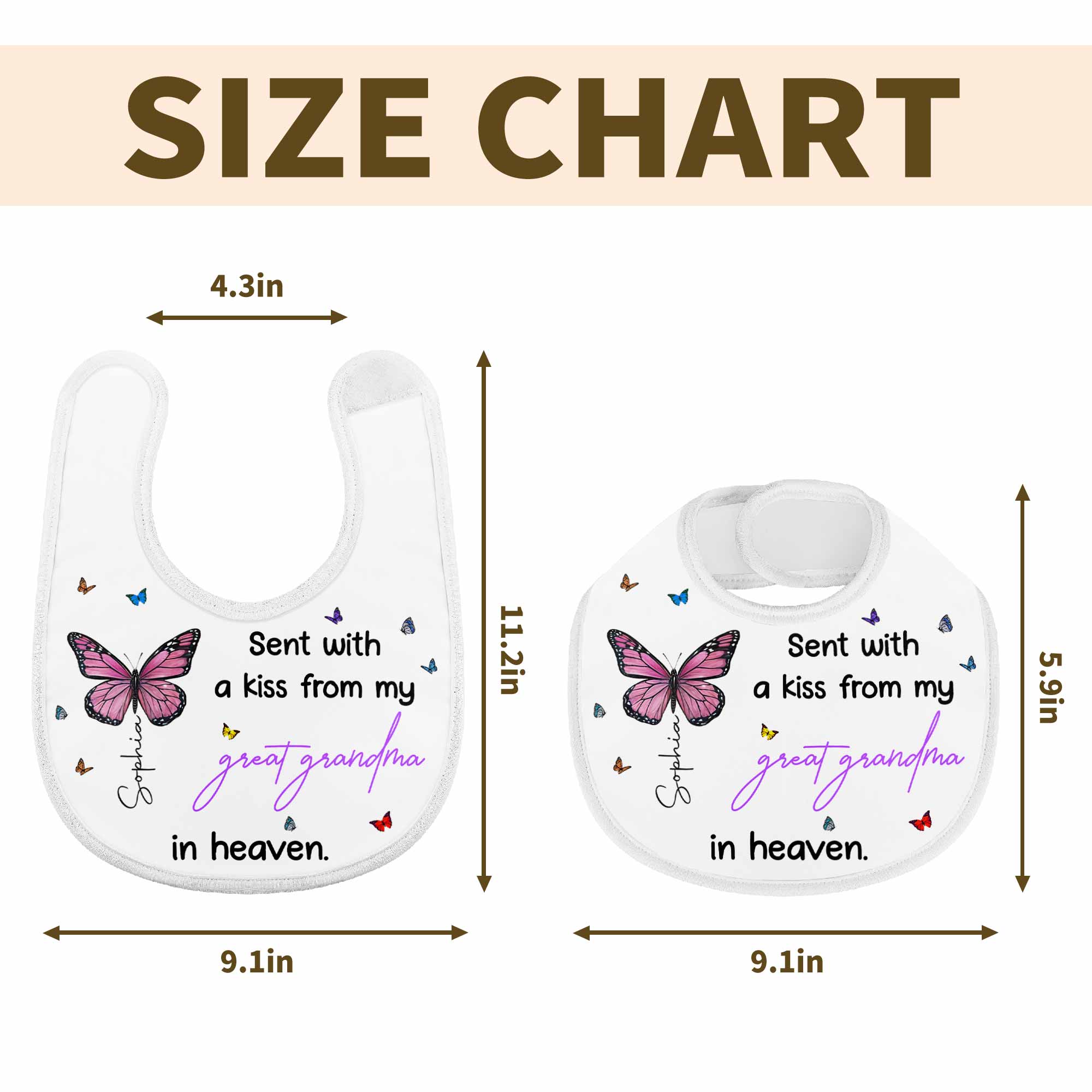 Sent With A Kiss From Great Grandma, Butterflies Design