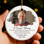 In Loving Memory, Photo Of Grandpa - Personalized Custom Ceramic Ornament With Round Shape - HME268_RCE