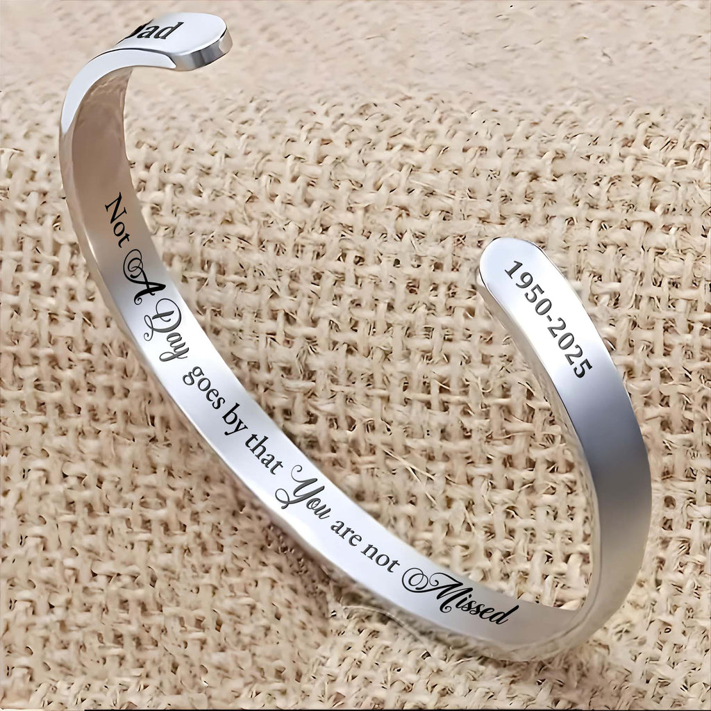 Not A Day Goes By, Cuff Bracelet, Memorial Gift - Personalized Custom Bracelet Cuff - HME347_BCUF