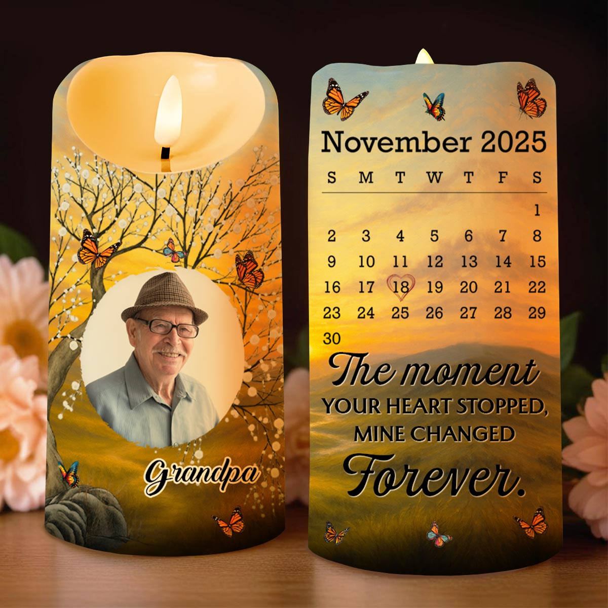 The Moment Your Heart Stopped, Memorial Candle With Butterflies
