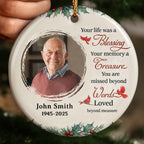 Your Life Was a Blessing Memorial Ornament With Cardinal Bird