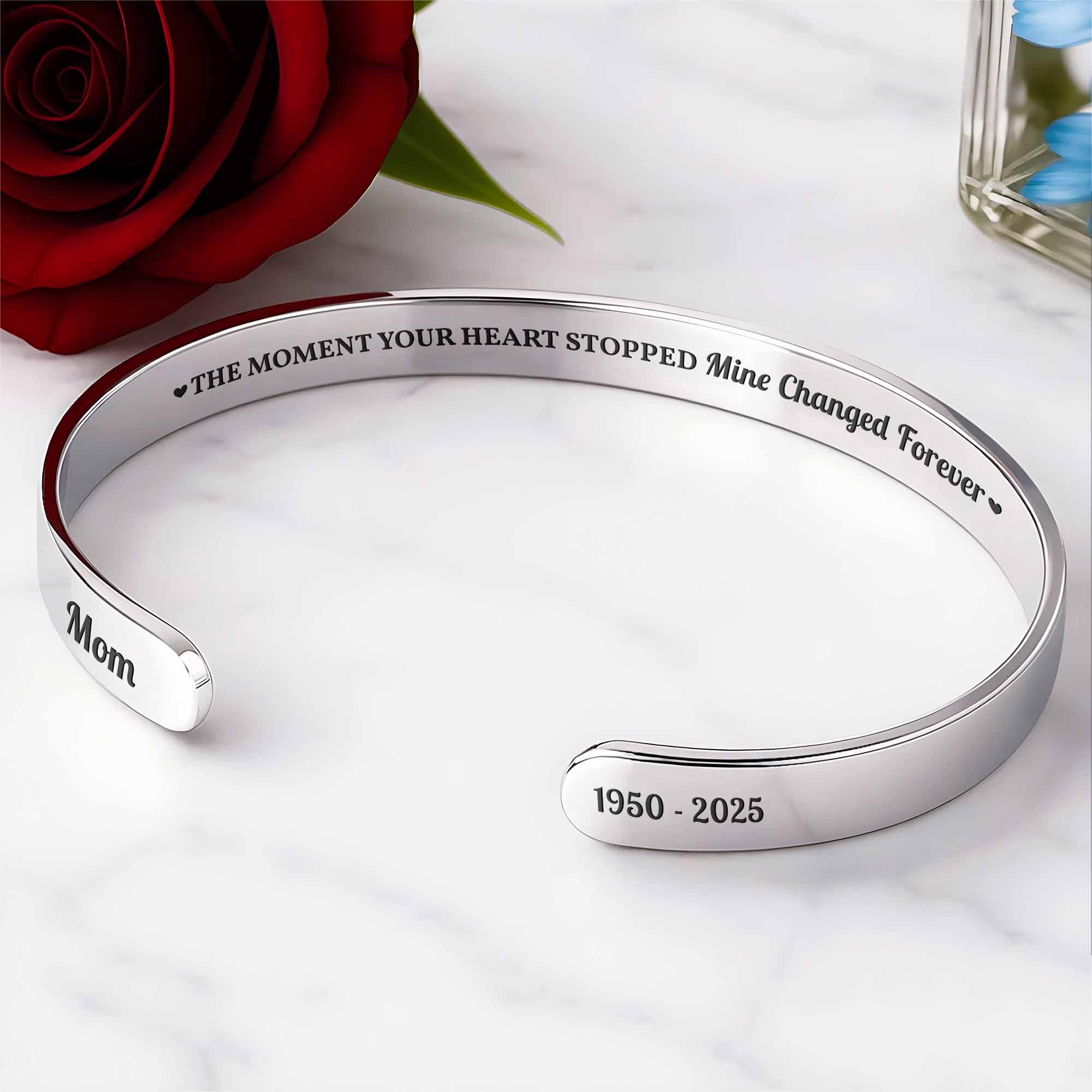 The Moment Your Heart Stopped Mine Changed Forever Bracelet Cuff