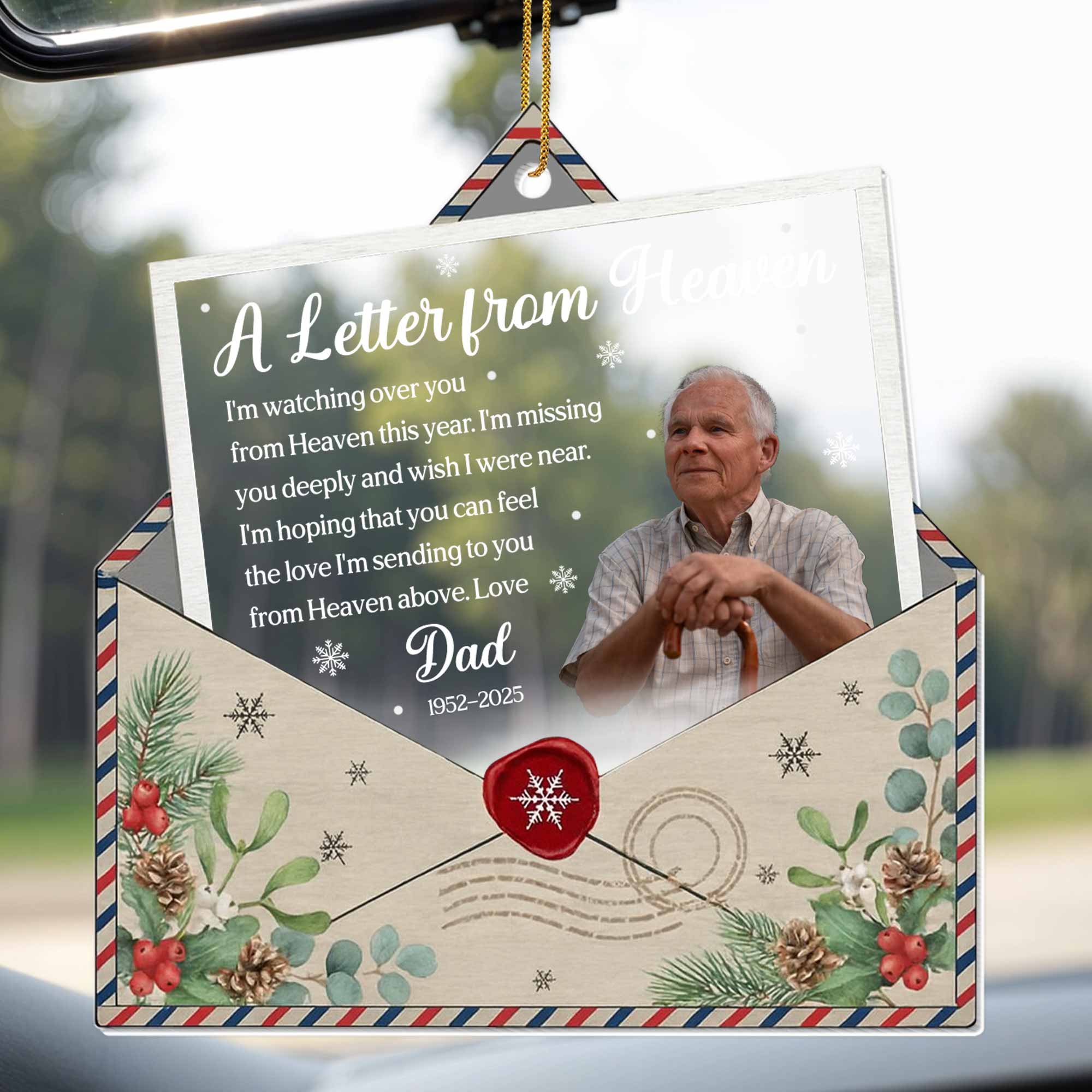 A Letter From Heaven, Pine Cones And Holly Berries Design