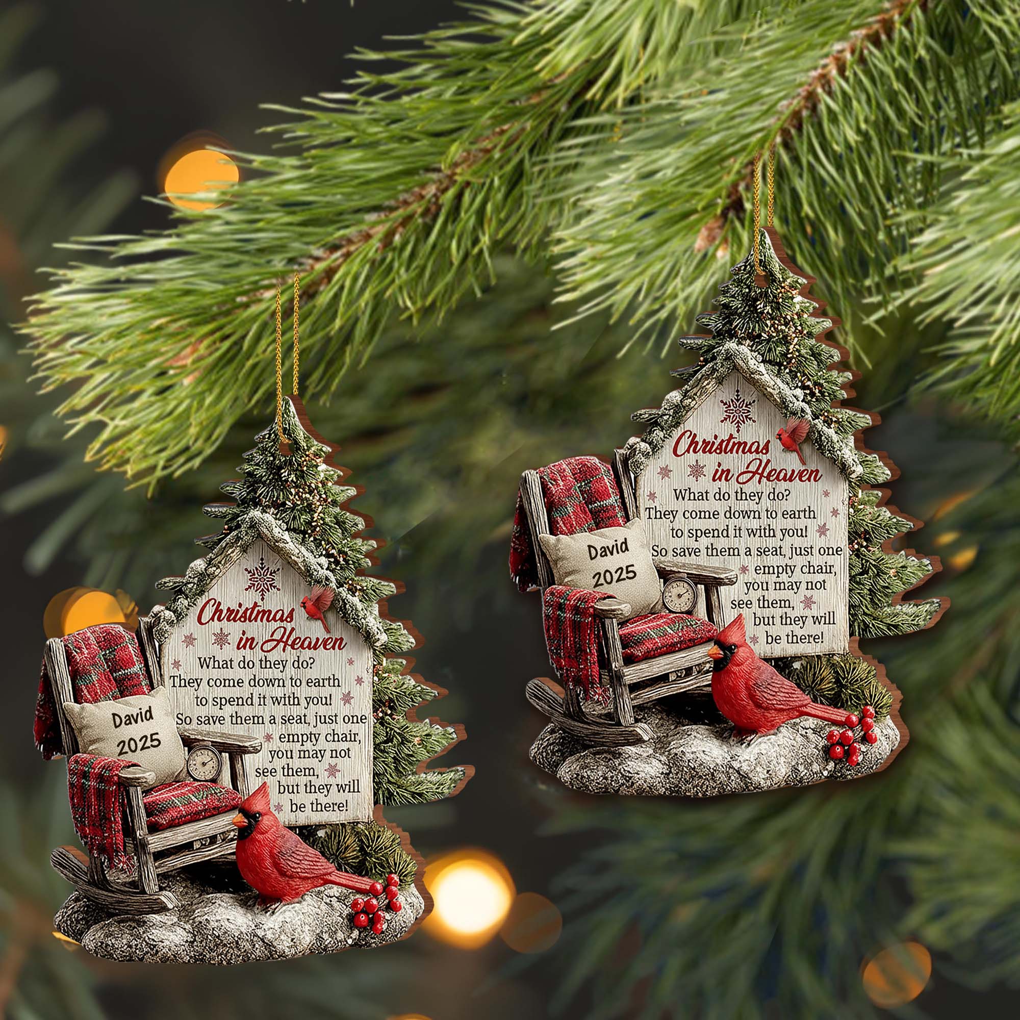 Christmas In Heaven, Chair And Cardinal Decoration