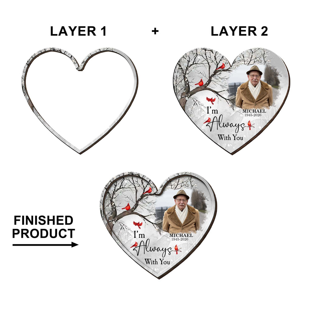 I'm Always With You, Cardinal Birds, Winter Trees - Personalized Custom Shaped Car Visor Clip - HME496_VIS