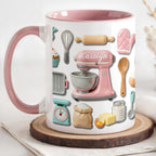 For The Love Of Baking, Mixer And Kitchen Tools Design - Personalized Custom Accent Mug - HOB008_AMUG