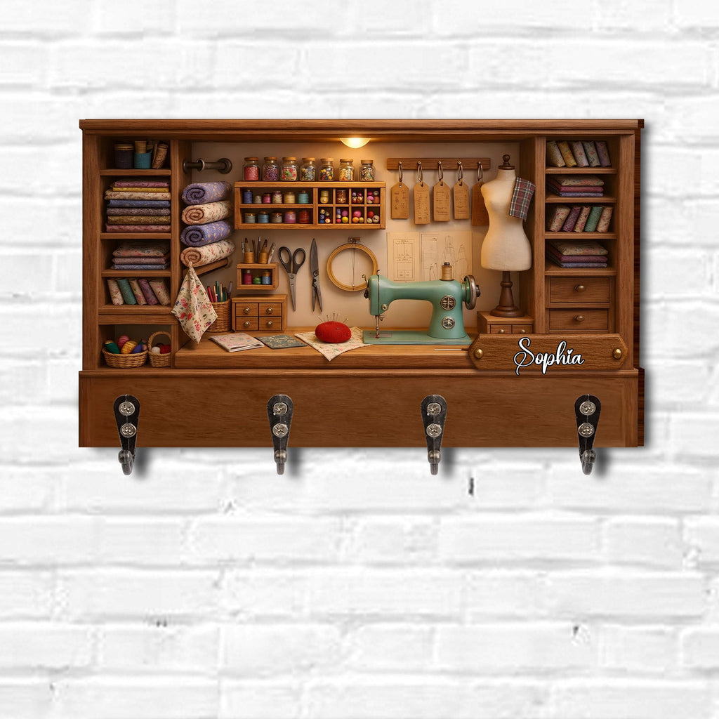 Customize Charming Sewing Station Design - Personalized Key Holder - HOB010_KHO