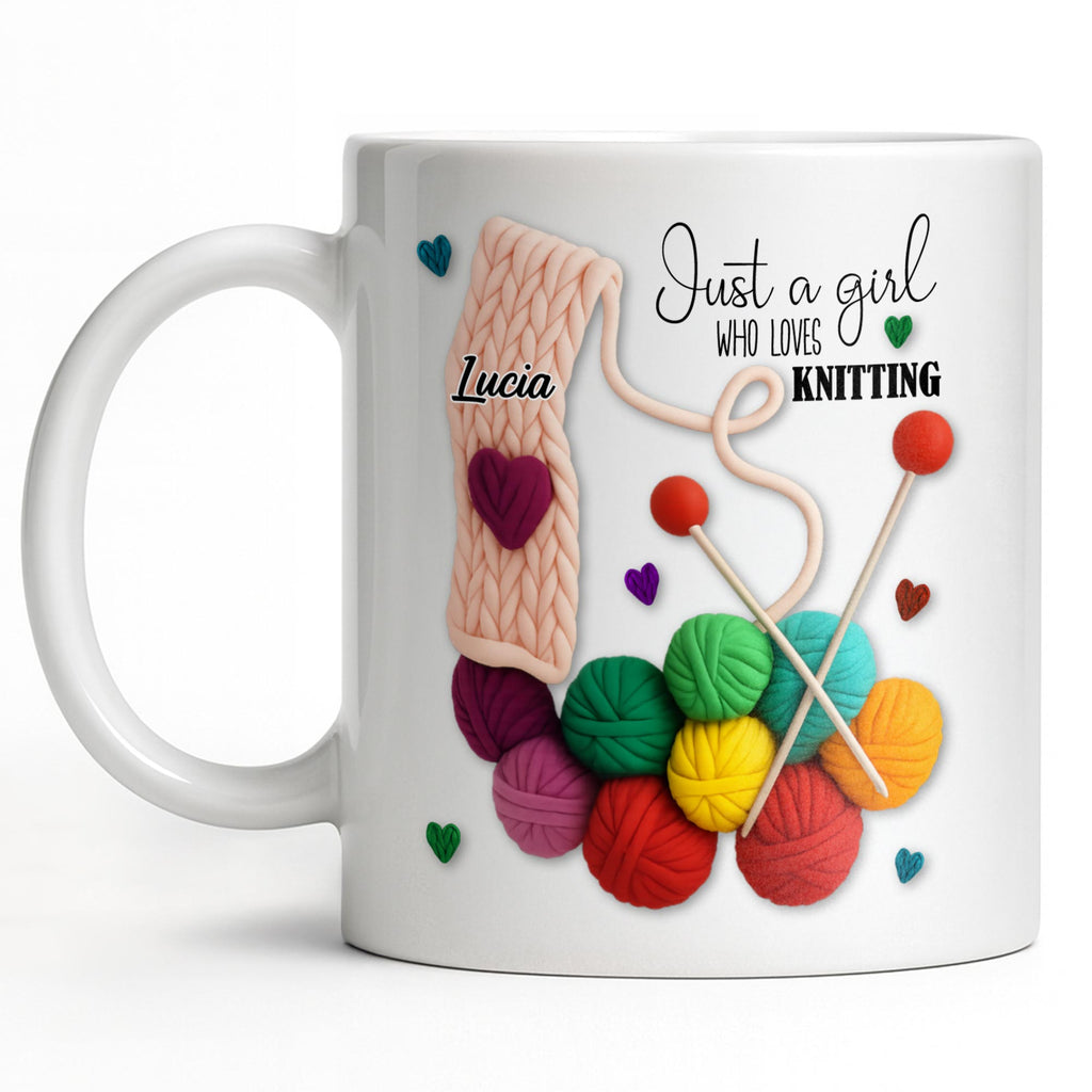 Just A Girl Who Loves Knitting - Personalized Custom Coffee Mug - HOB011_MG