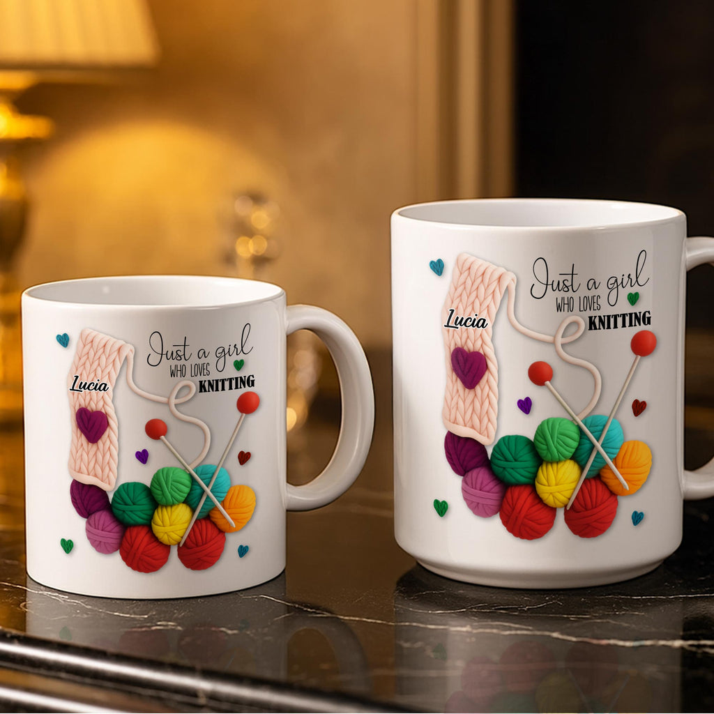 Just A Girl Who Loves Knitting - Personalized Custom Coffee Mug - HOB011_MG