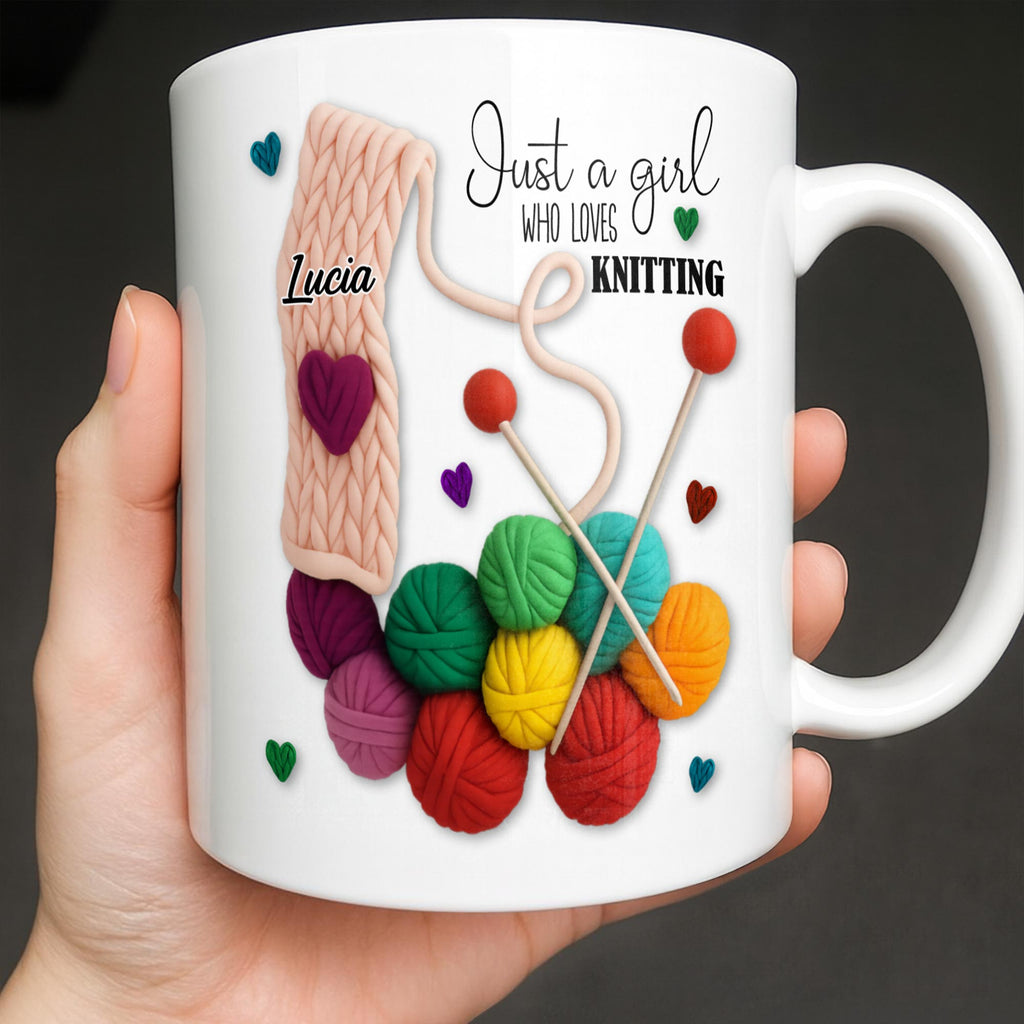 Just A Girl Who Loves Knitting - Personalized Custom Coffee Mug - HOB011_MG