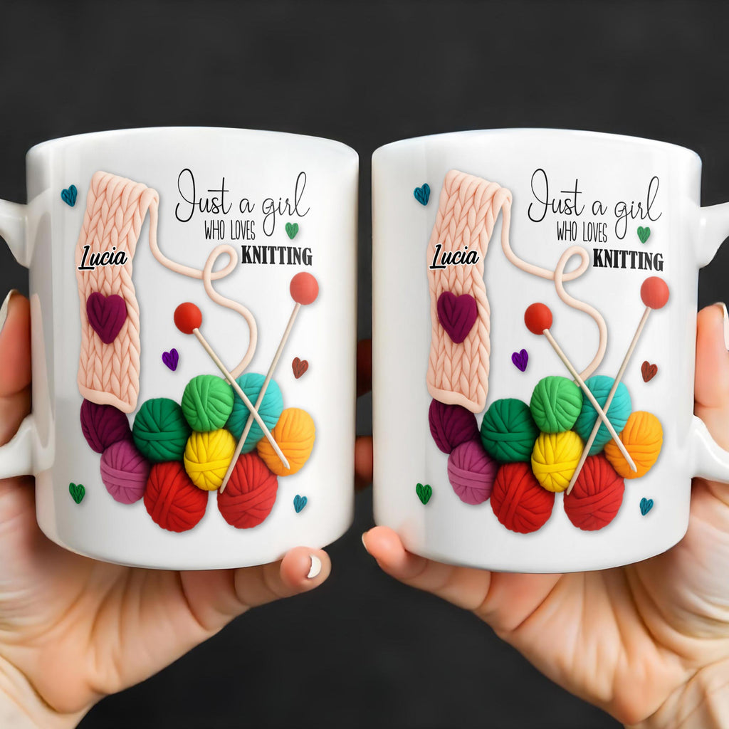 Just A Girl Who Loves Knitting - Personalized Custom Coffee Mug - HOB011_MG