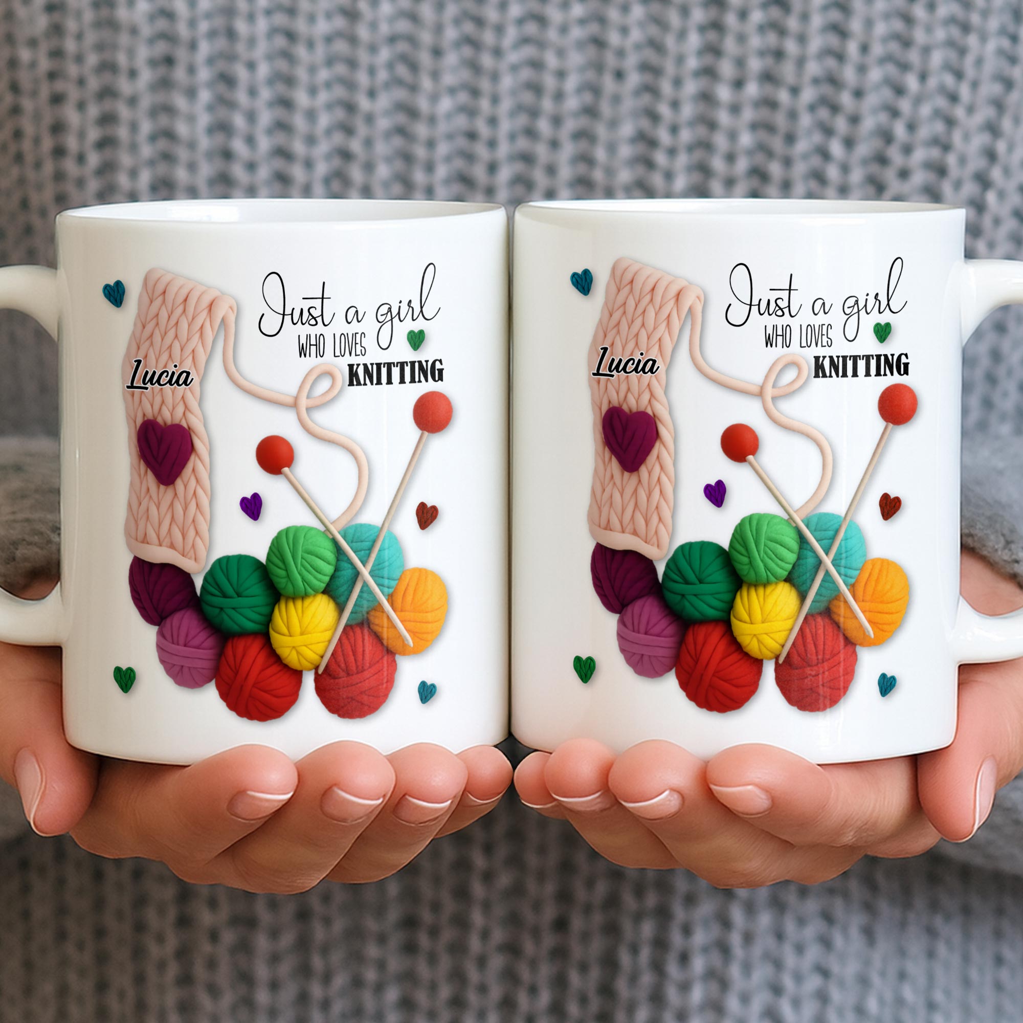 Just A Girl Who Loves Knitting - Personalized Custom Coffee Mug - HOB011_MG