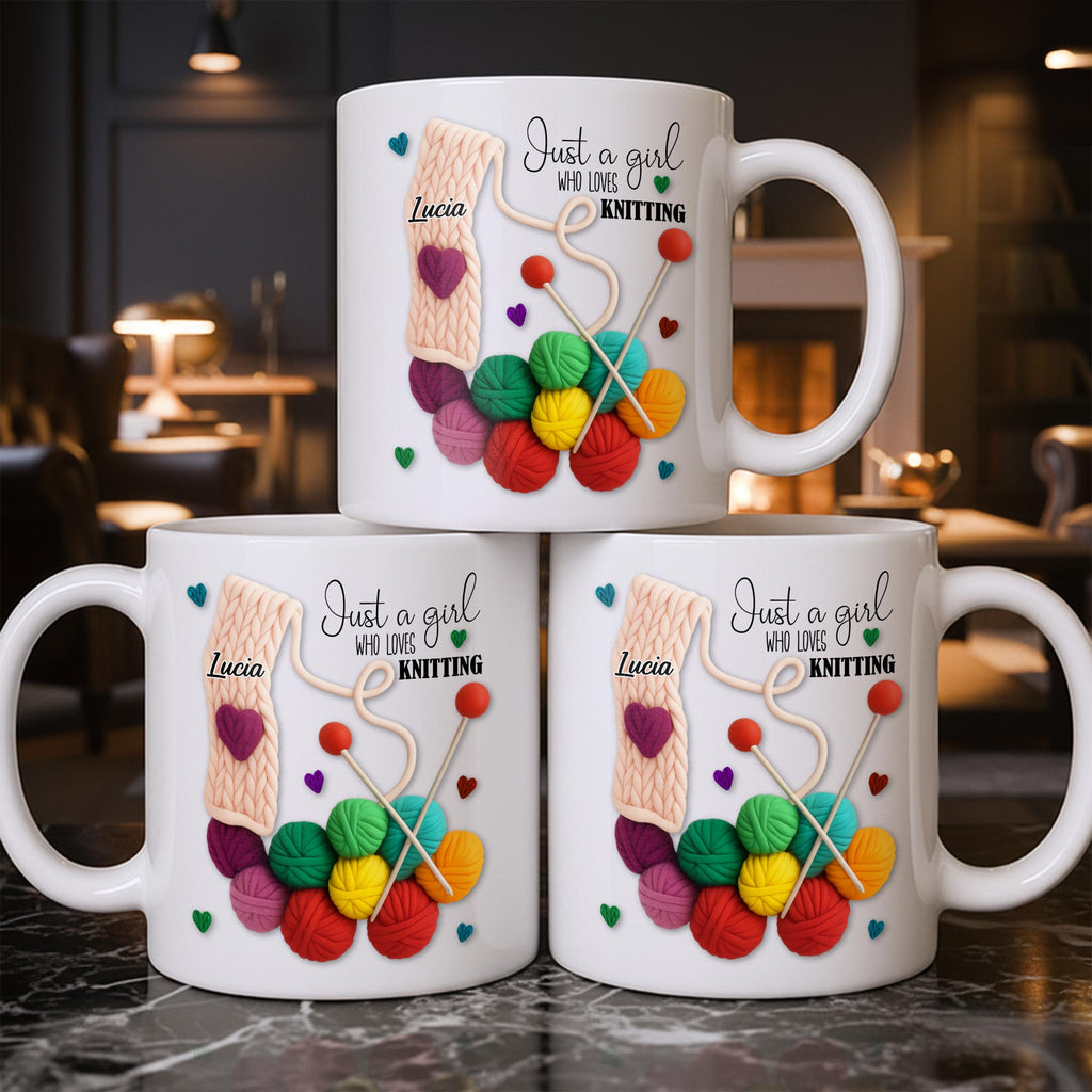 Just A Girl Who Loves Knitting - Personalized Custom Coffee Mug - HOB011_MG