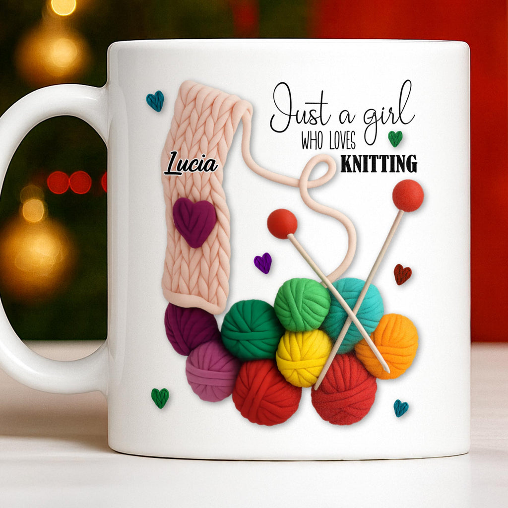 Just A Girl Who Loves Knitting - Personalized Custom Coffee Mug - HOB011_MG