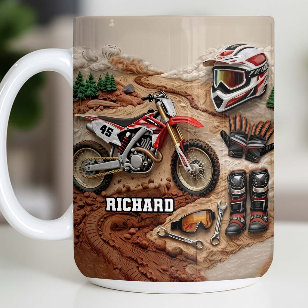 Customize Your Passion For Motocross With Dirt Bike And Gear - Personalized Custom Coffee Mug - HOB033_MG