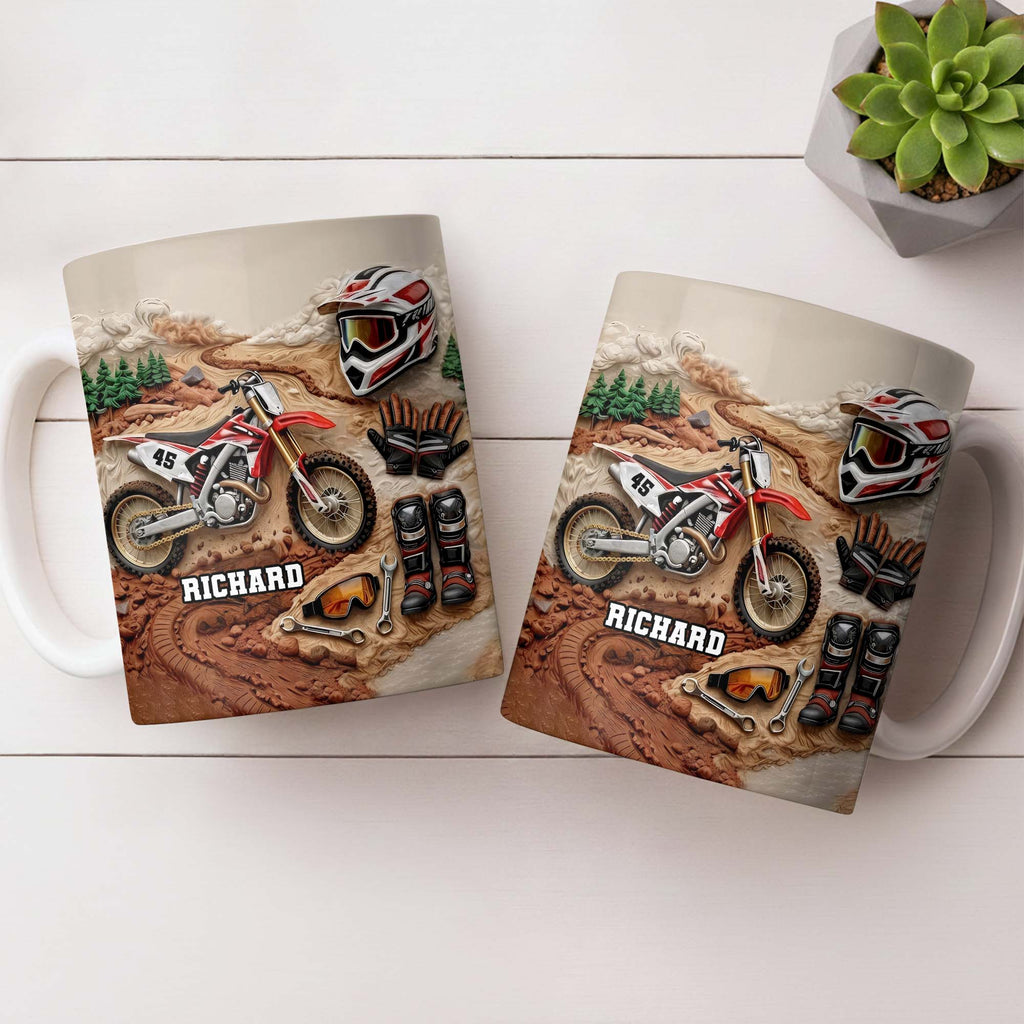 Customize Your Passion For Motocross With Dirt Bike And Gear - Personalized Custom Coffee Mug - HOB033_MG