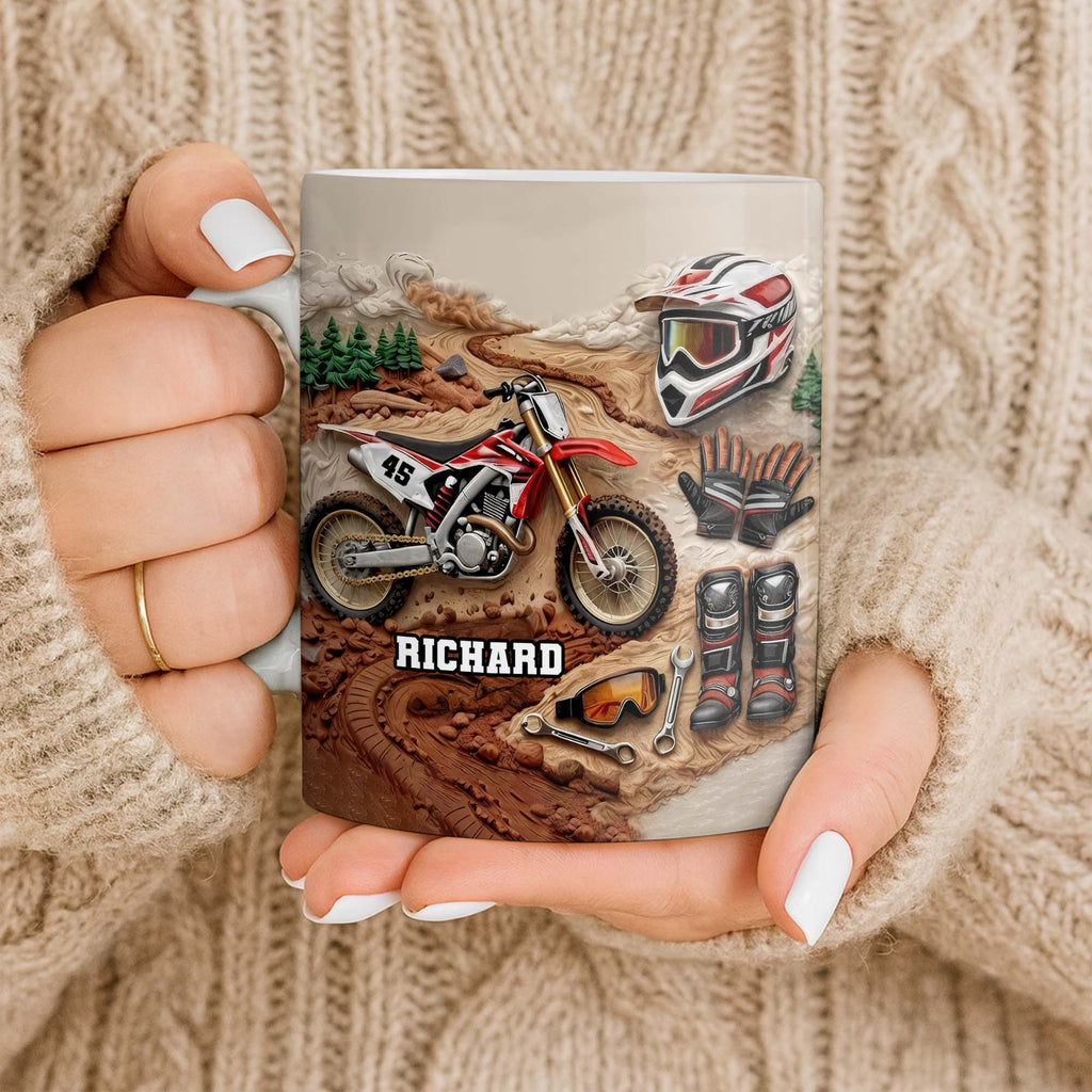 Customize Your Passion For Motocross With Dirt Bike And Gear - Personalized Custom Coffee Mug - HOB033_MG
