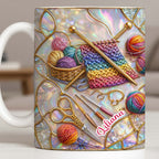 Personalized Craft Lover's Delight With Yarn And Knitting Needles