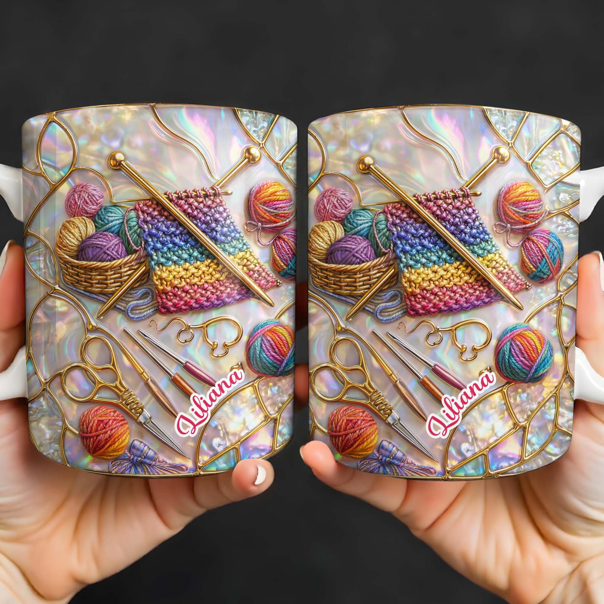 Personalized Craft Lover's Delight With Yarn And Knitting Needles