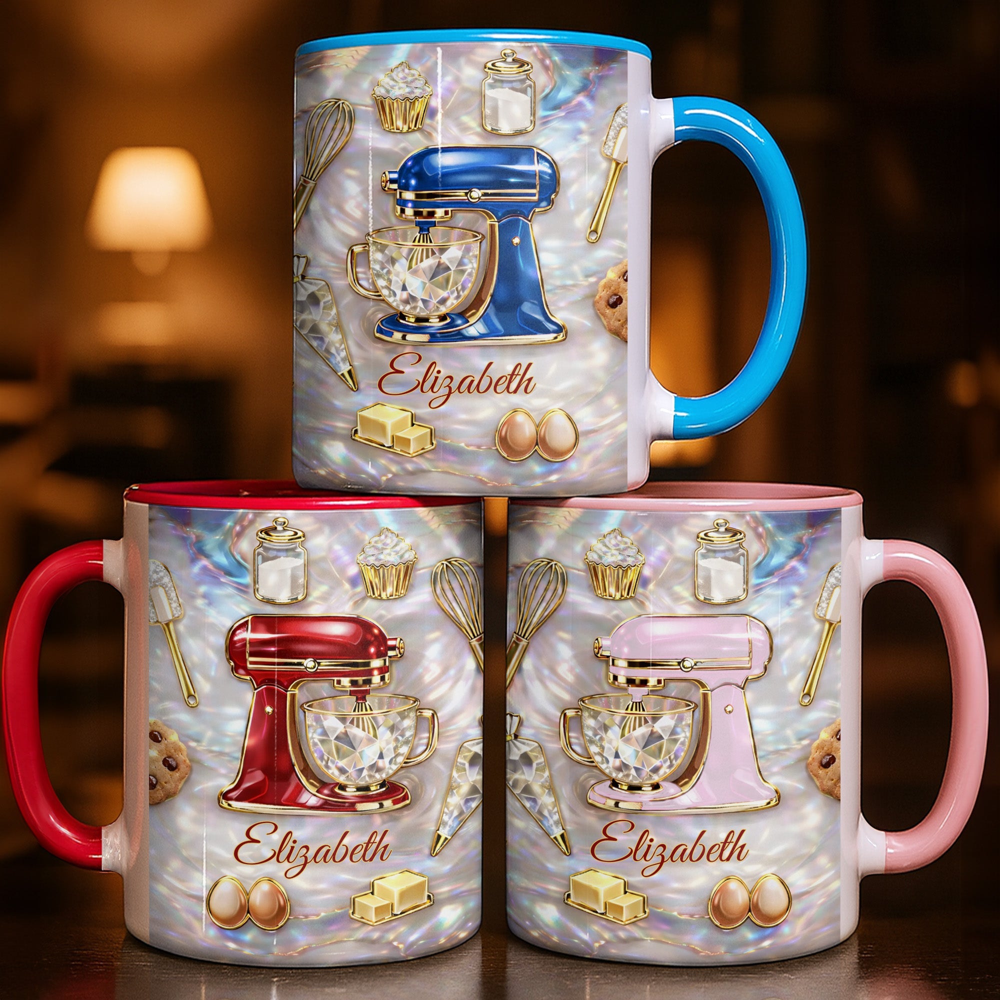 Personalized Kitchen Mixer And Cupcake Design Mug