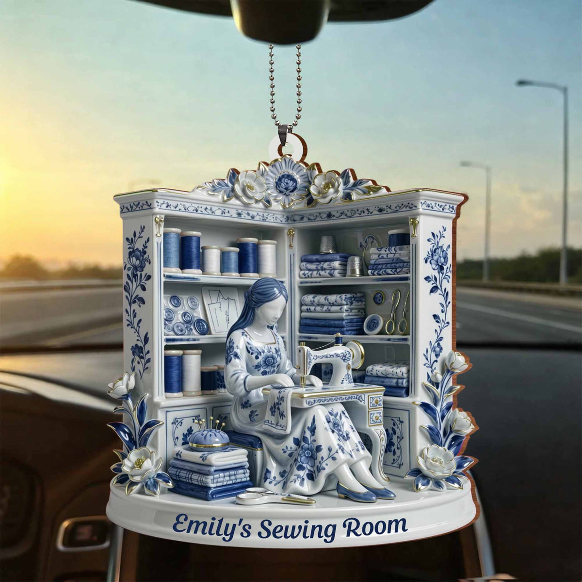 A Serene Crafting Moment With Sewing Machine And Flowers
