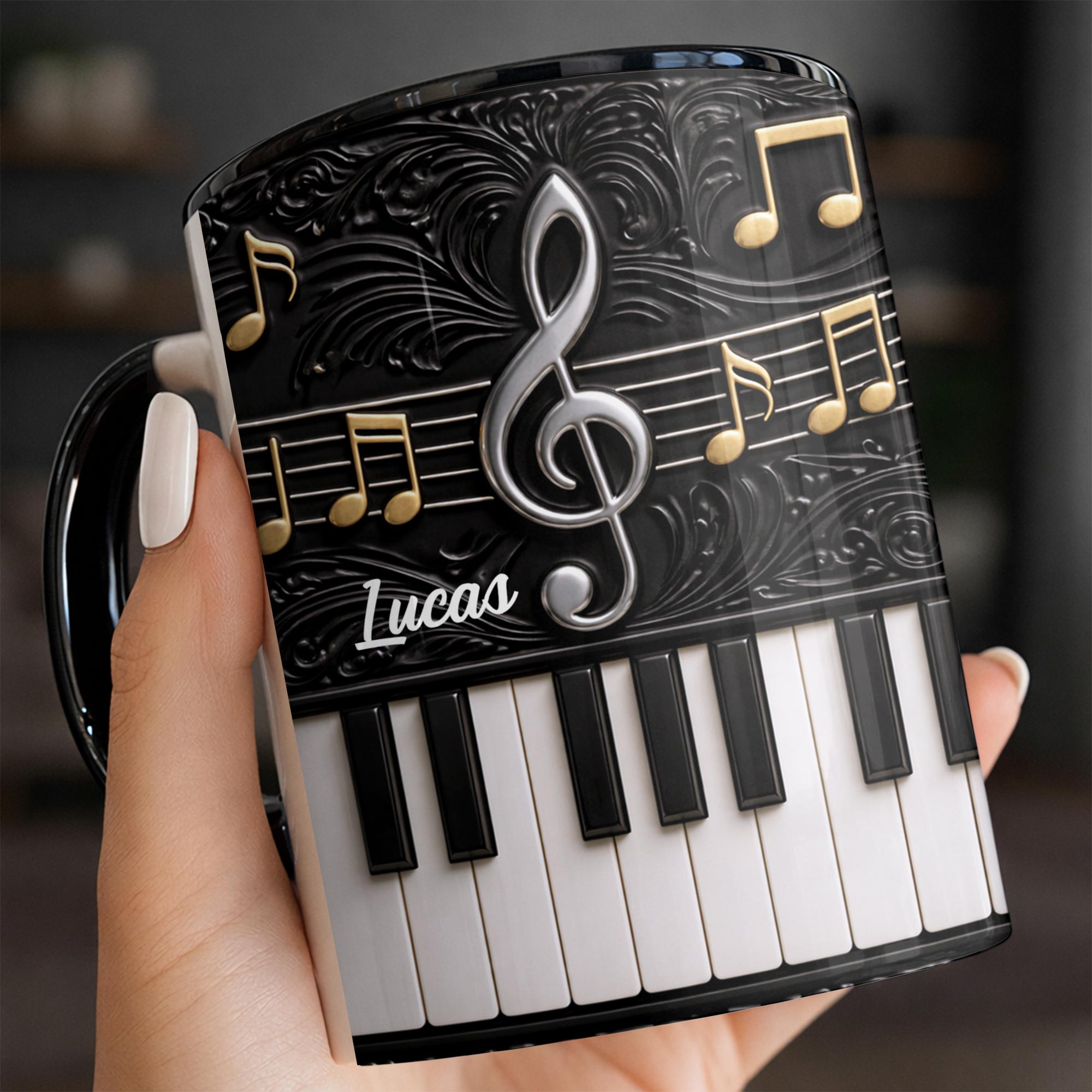 Personalized Music Note Design With Piano Keys