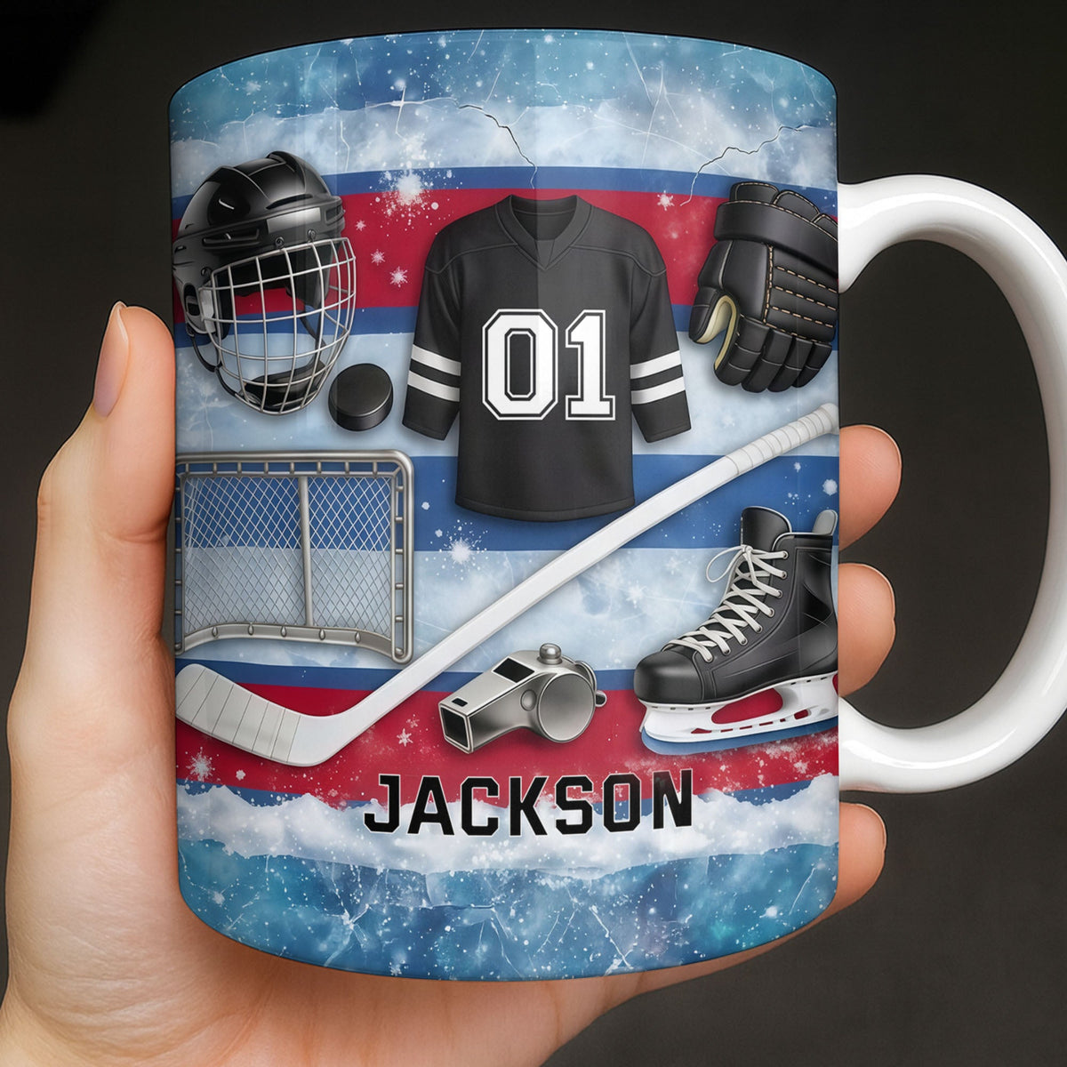 Ice Hockey Equipment Collection With Jersey Helmet And Skates - Personalized Custom Coffee Mug - HOB135_MG