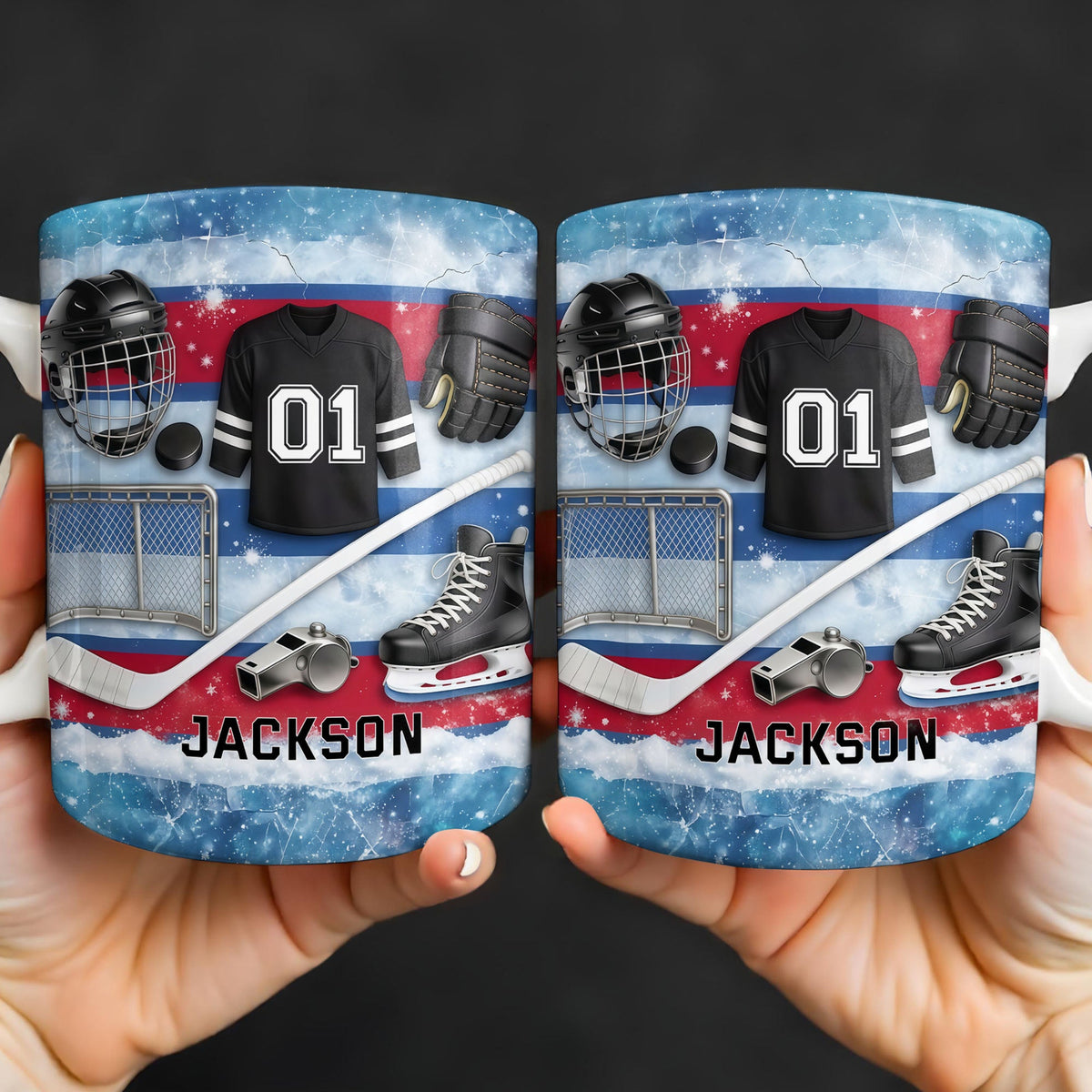 Ice Hockey Equipment Collection With Jersey Helmet And Skates - Personalized Custom Coffee Mug - HOB135_MG
