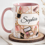 Beauty Is My Passion Makeup Art With Lipstick And Brushes - Personalized Custom Accent Mug - HOB162_AMUG