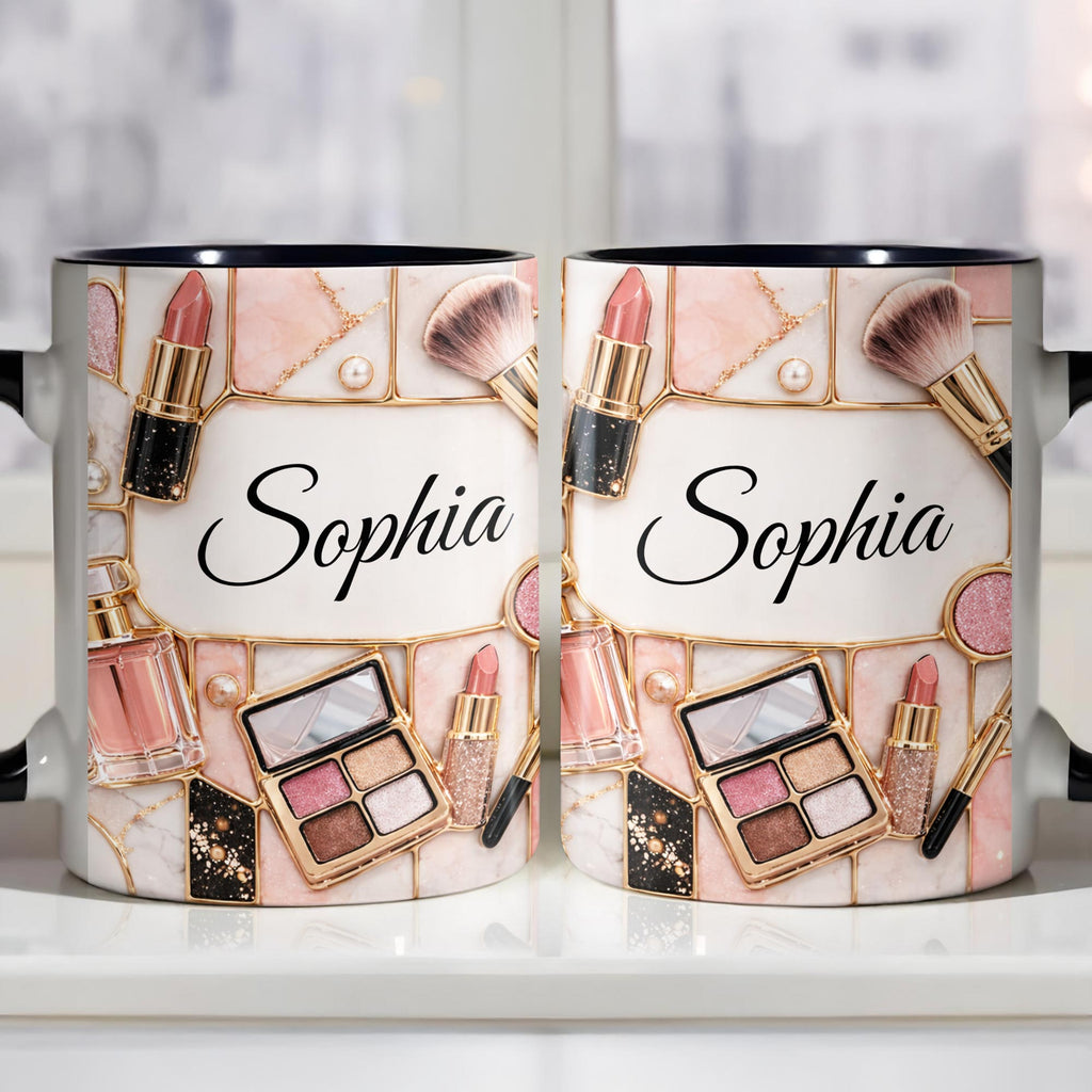 Beauty Is My Passion Makeup Art With Lipstick And Brushes - Personalized Custom Accent Mug - HOB162_AMUG