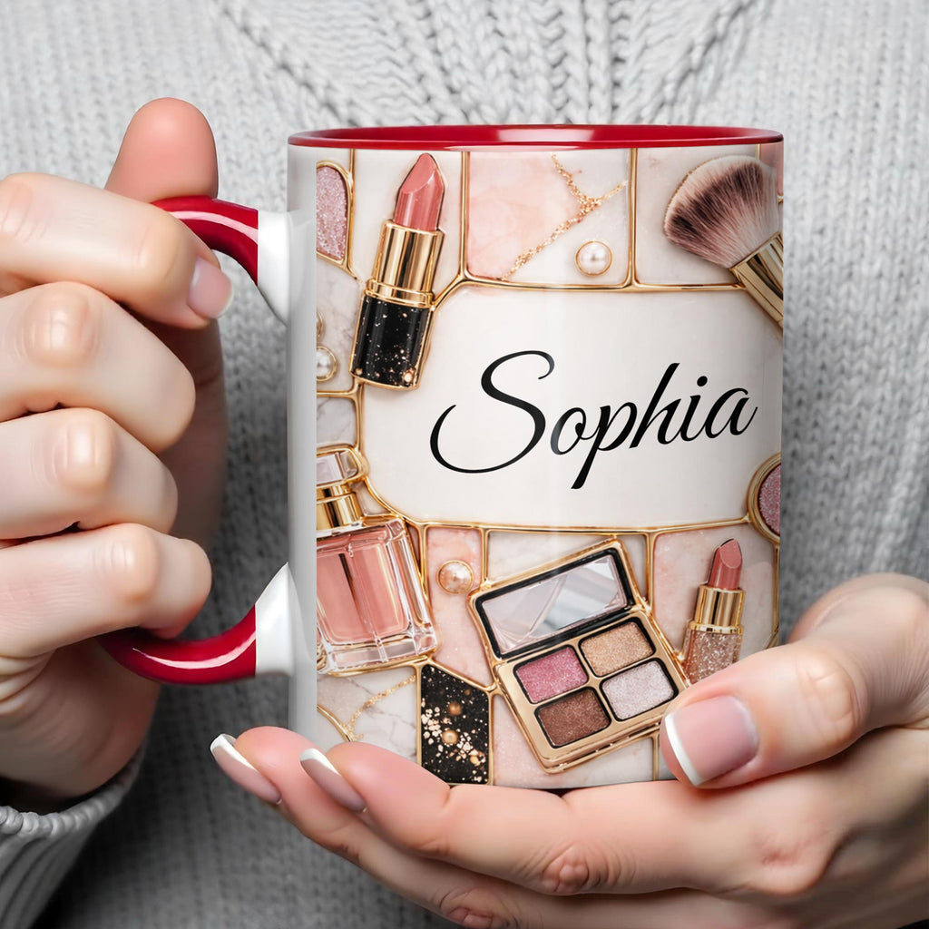 Beauty Is My Passion Makeup Art With Lipstick And Brushes - Personalized Custom Accent Mug - HOB162_AMUG