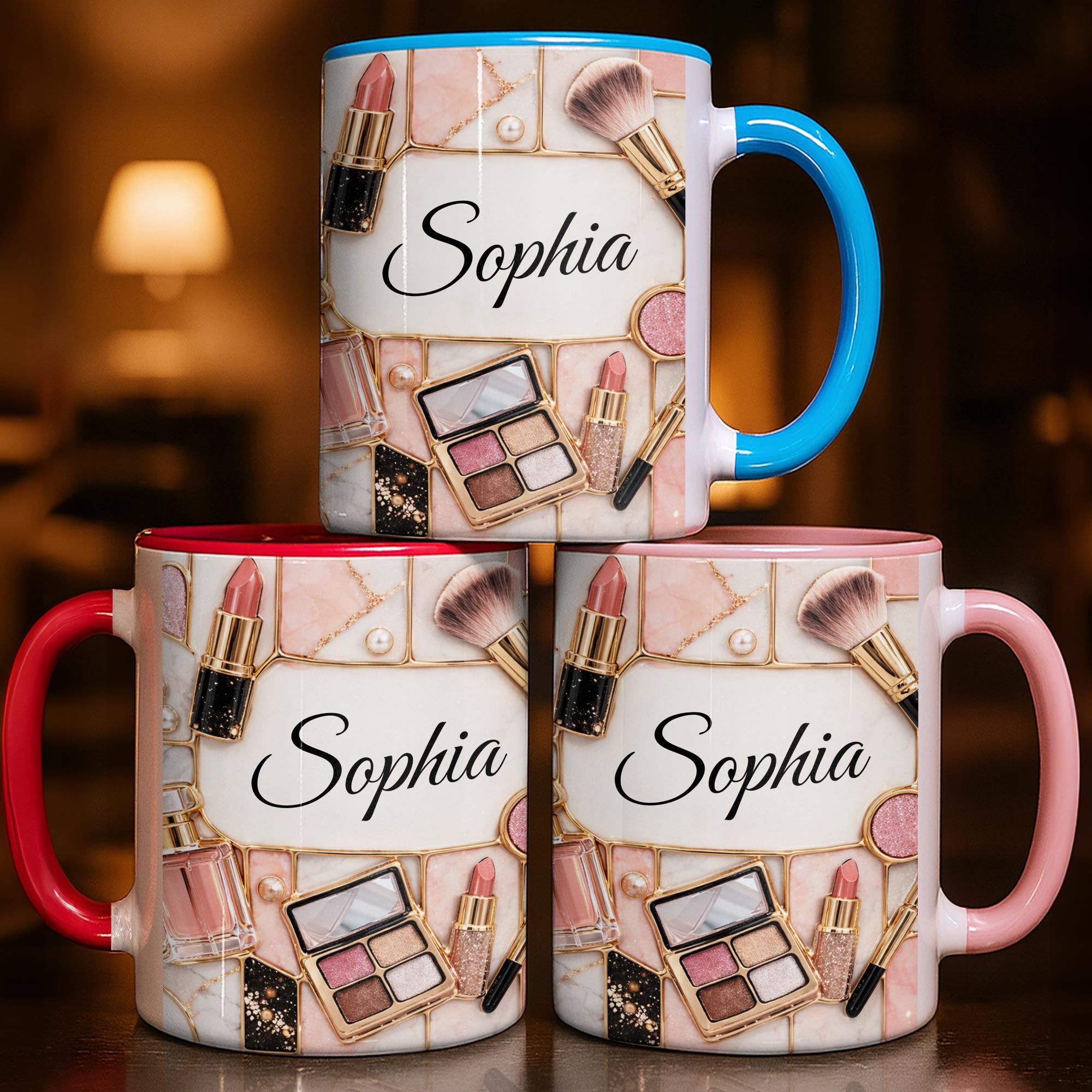 Beauty Is My Passion Makeup Art With Lipstick And Brushes - Personalized Custom Accent Mug - HOB162_AMUG
