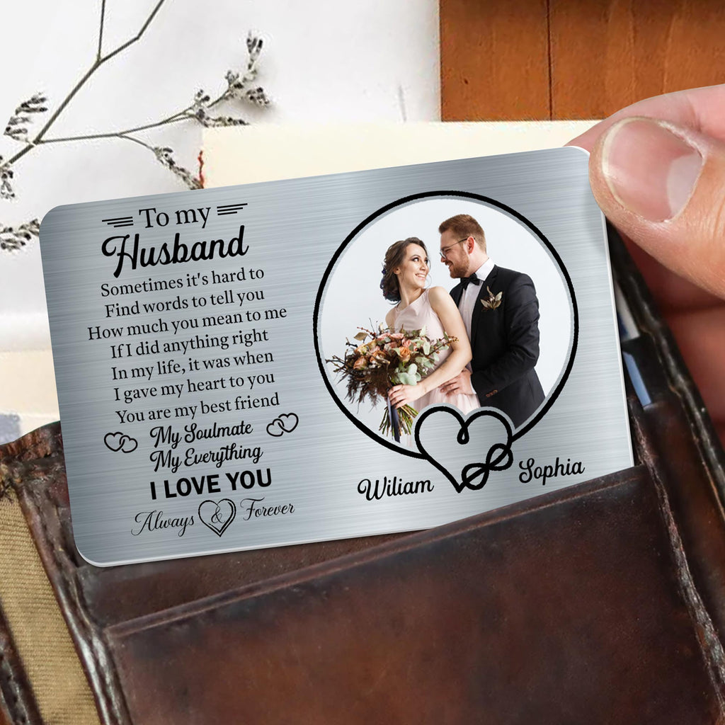 To My Husband, Sometimes It's Hard To Find Words, Hearts and Wedding Photo