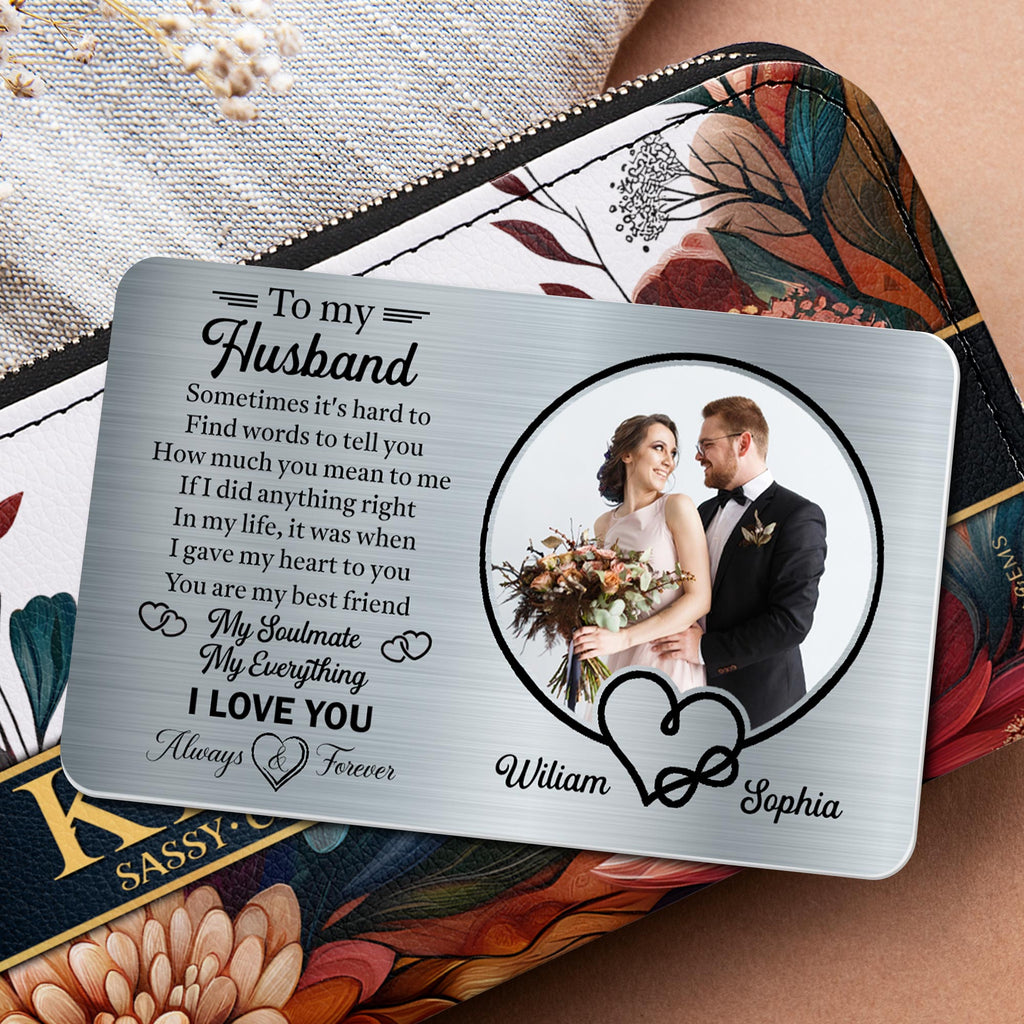 To My Husband, Sometimes It's Hard To Find Words, Hearts and Wedding Photo