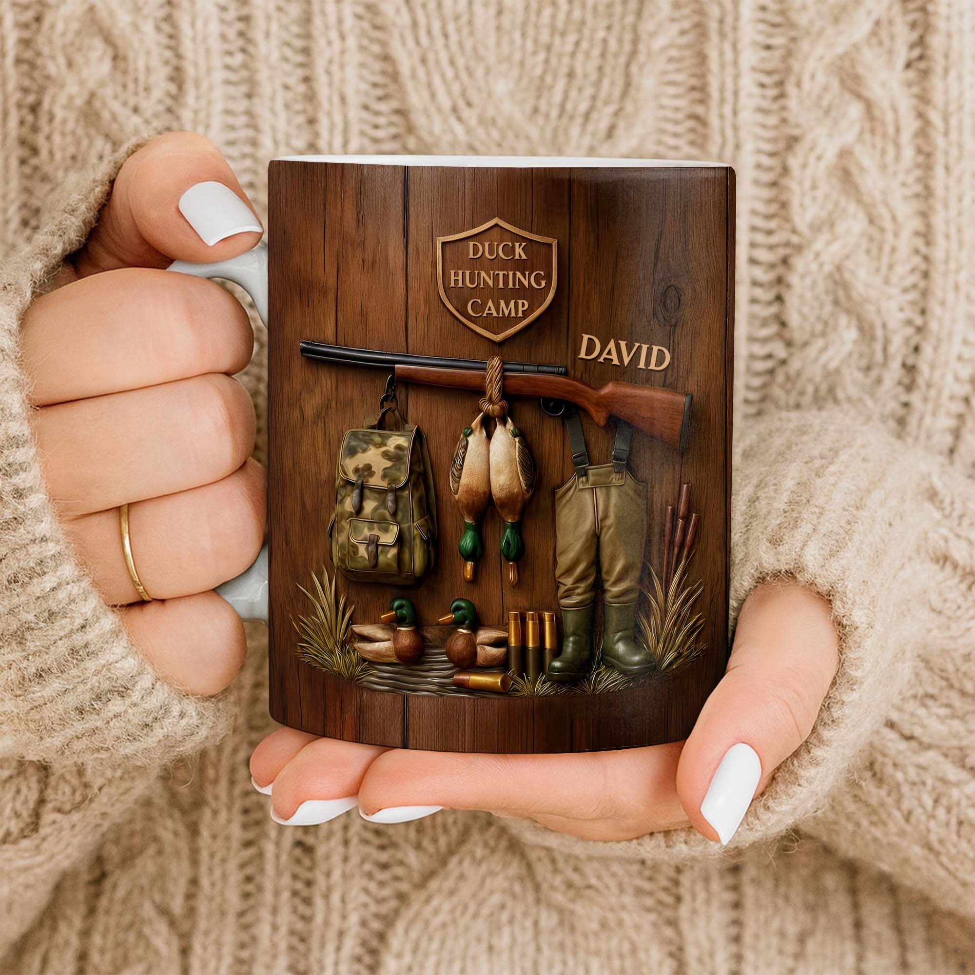 Duck Hunting Camp With Rifle and Ducks