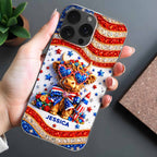 Personalized Stars And Stripes Highland Cow Phone Case