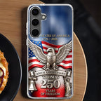 United States Of America 250th Anniversary Eagle Flag And Liberty Bell Design - Personalized Clear Phone Case - INDE064_PHC
