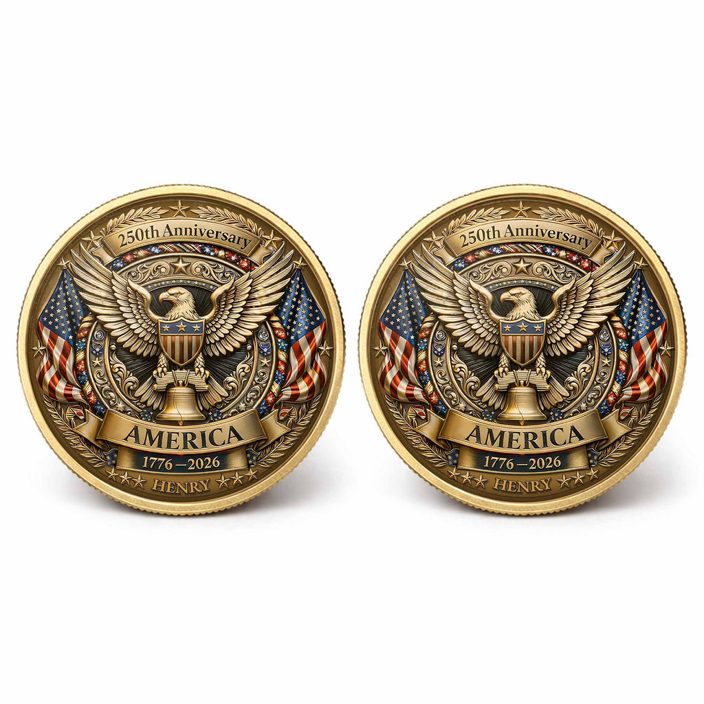 250th Anniversary America Eagle And Liberty Bell Patriotic Design - Custom Commemorative Coin - INDE158_KCOIN