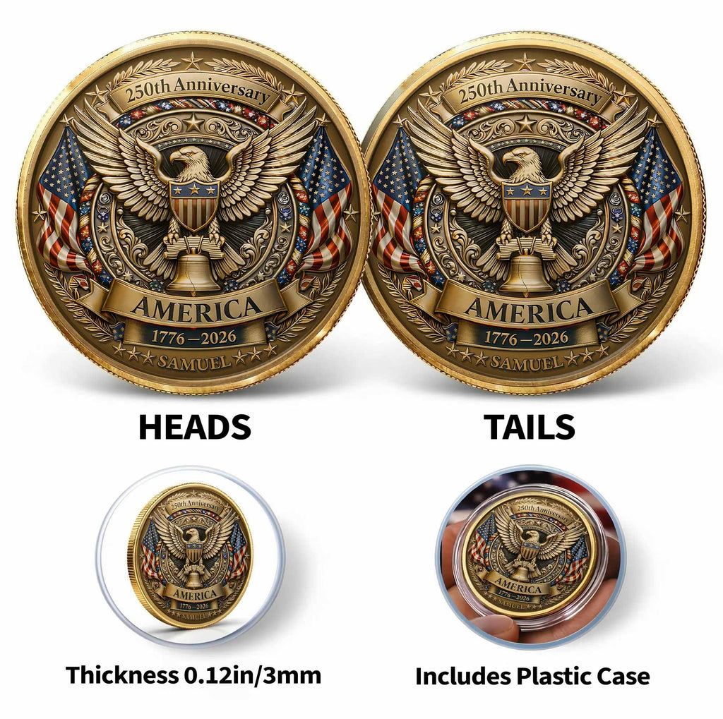 250th Anniversary America Eagle And Liberty Bell Patriotic Design - Custom Commemorative Coin - INDE158_KCOIN
