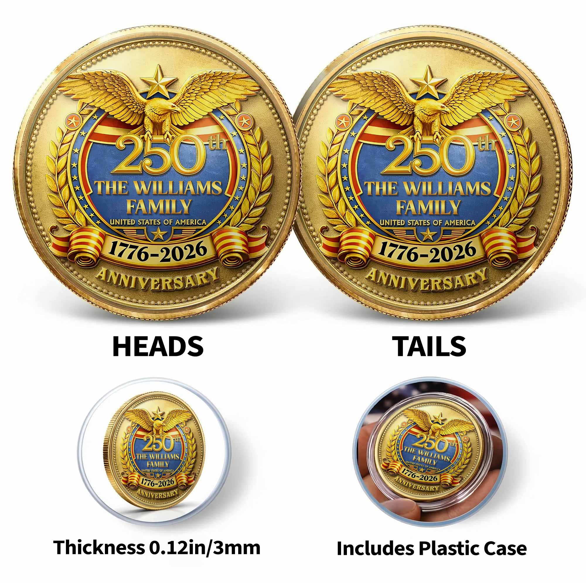 The Family United States Of America Anniversary Eagle Laurel Wreath - Custom Commemorative Coin - INDE167_KCOIN