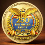 The Family United States Of America Anniversary Eagle Laurel Wreath - Custom Commemorative Coin - INDE167_KCOIN