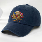 250th Anniversary Bald Eagle Statue Of Liberty And Flag Patriotic Design - Personalized Custom Washed Denim Cap - INDE185_WDCAP