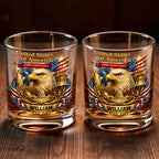 United States Of America Anniversary Eagle Flag And Liberty Bell - Personalized Custom Whiskey Glass - INDE188_RWG