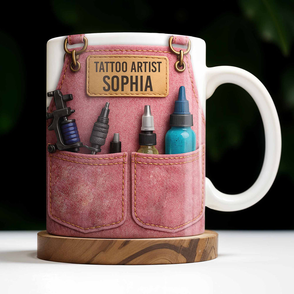 Tattoo Artist Customized Name With Tattoo Machines And Ink Bottles