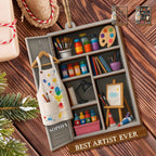 Best Artist Ever Paintbrushes And Canvas - Personalized Double Layer Wood Ornament - JBS019_DWO